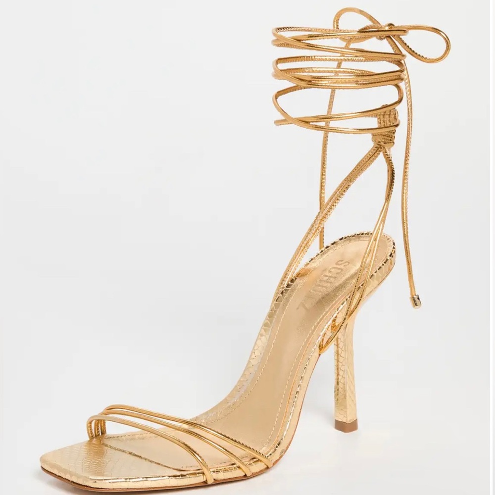 Schutz  ‘Thea’  Ouro Claro Orch sandals sz 8